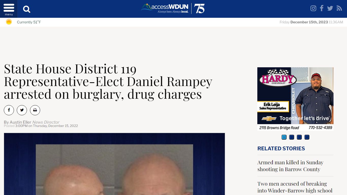 State House District 119 Representative-Elect Daniel Rampey arrested on ...